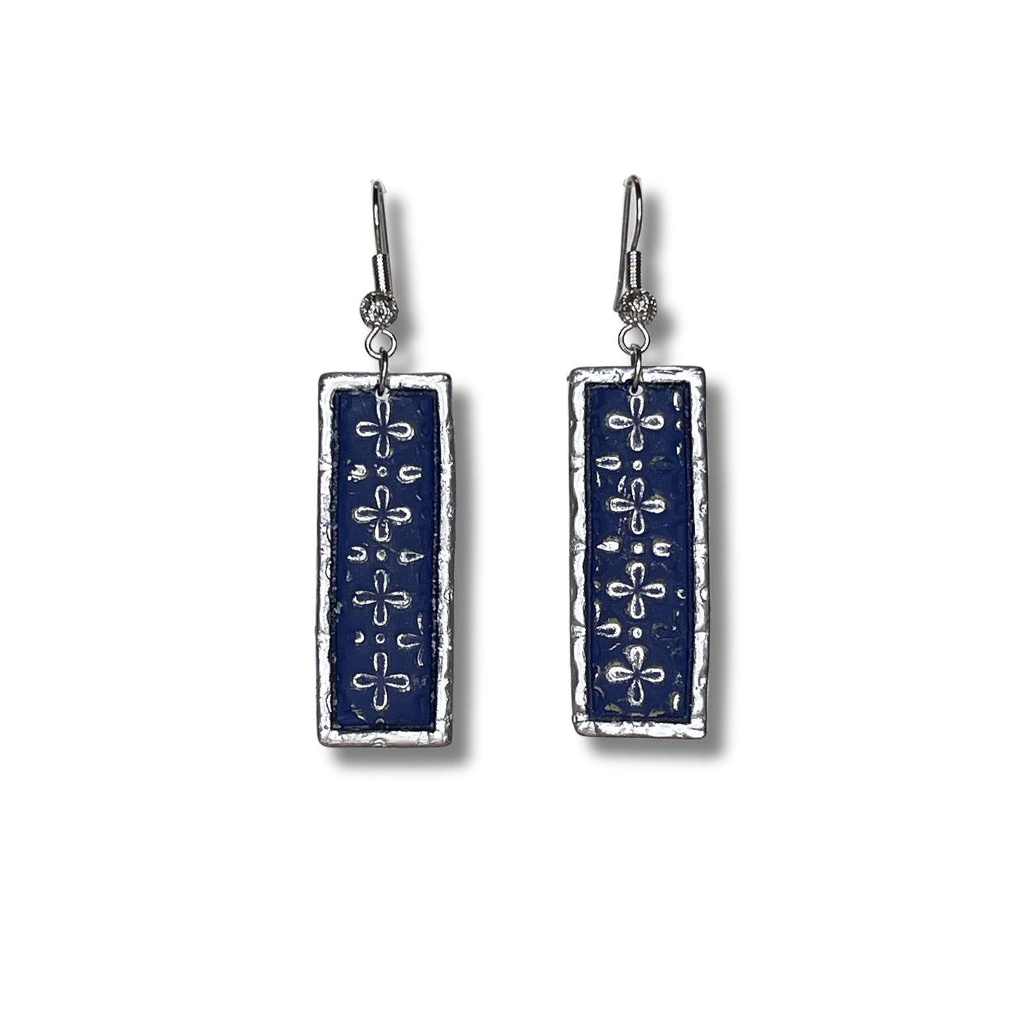 Euro Chic Navy Rectangles - Silver