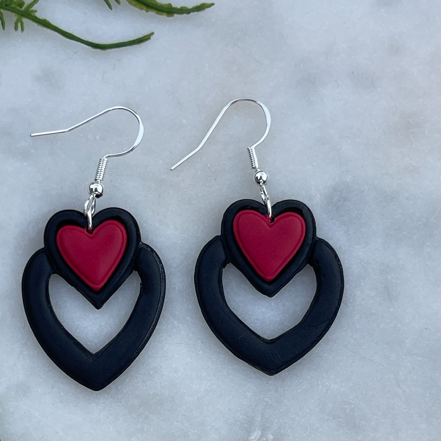 Double Heart Dangle Earrings