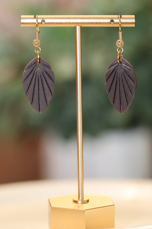 Modern Leaf Dangles - Eggplant
