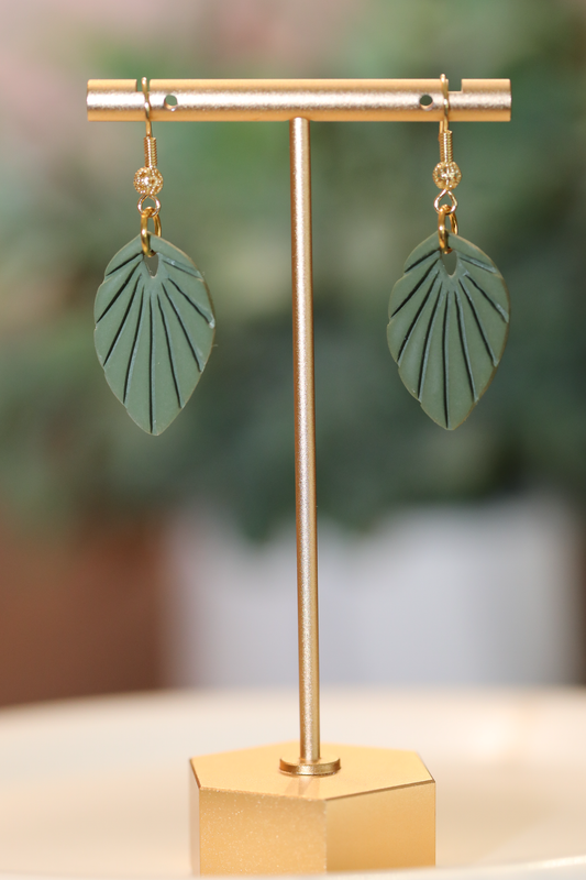 Modern Leaf Dangles - Artichoke