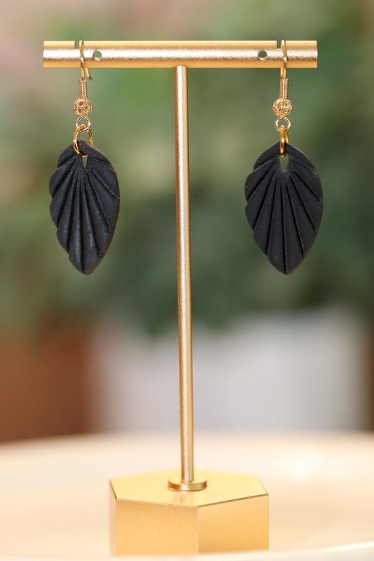 Modern Leaf Dangles - Black