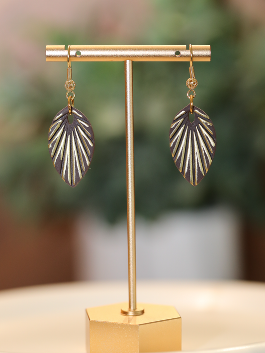 Gilded Leaf Dangles - Eggplant