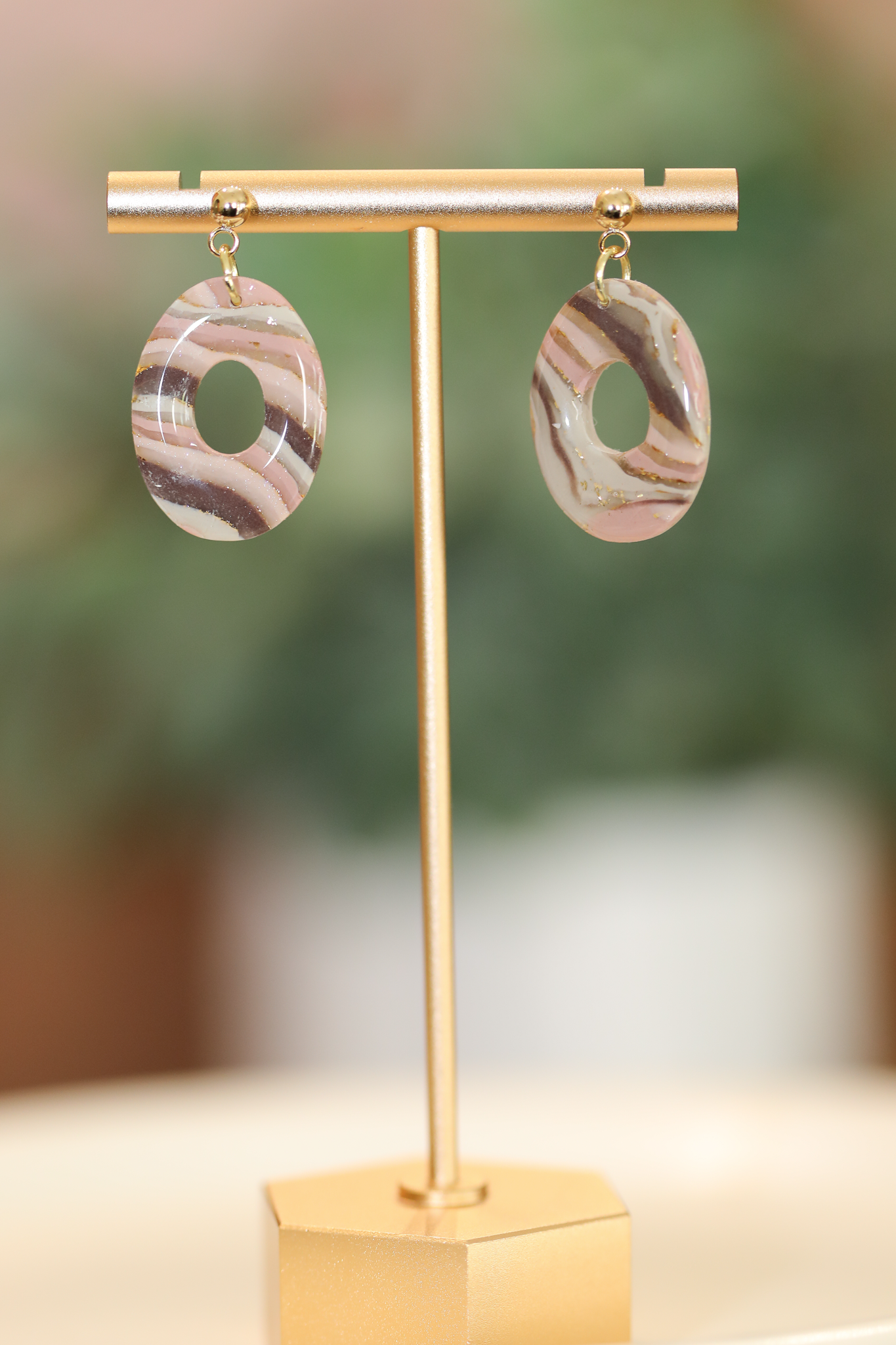 Marbled Mocha Oval Dangles