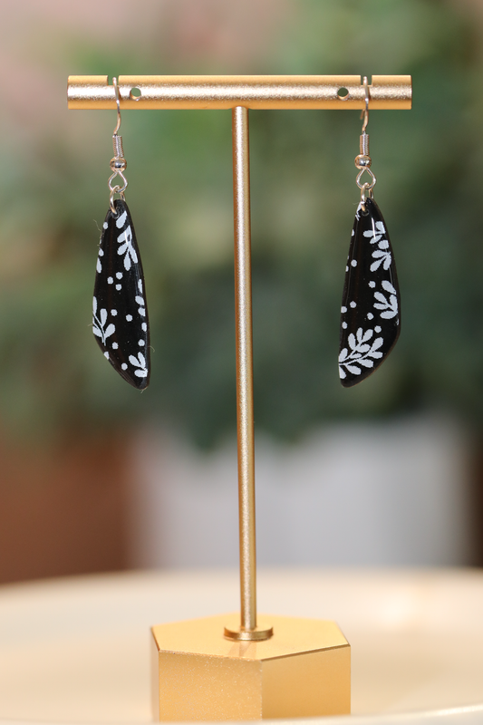 Black & White Floral Dangles