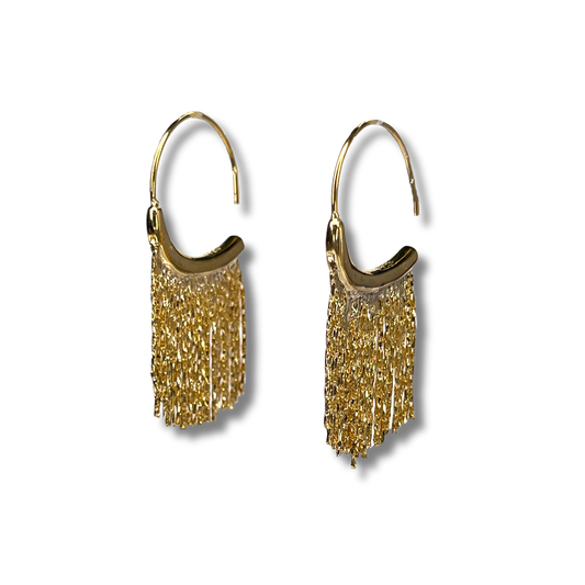 Golden Fringe Hoop Earrings