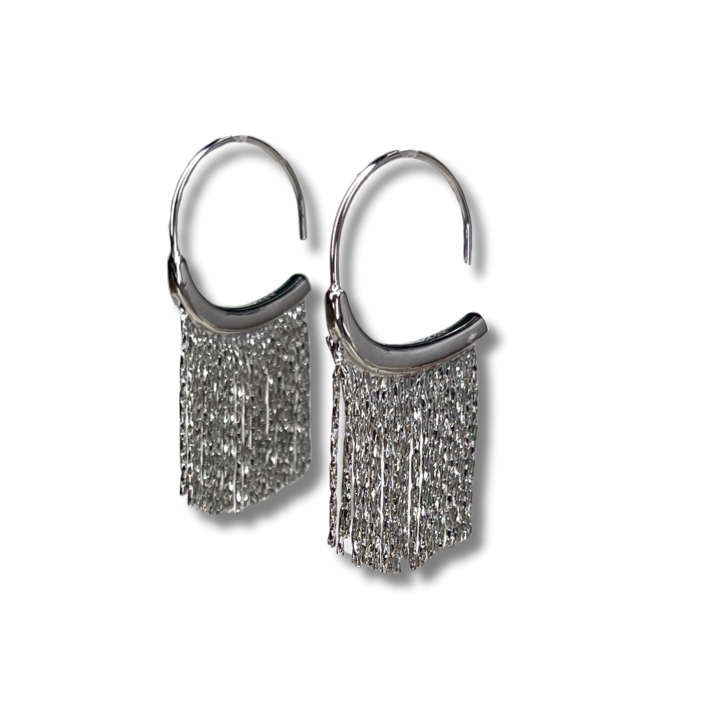 Silver Fringe Hoop Earrings