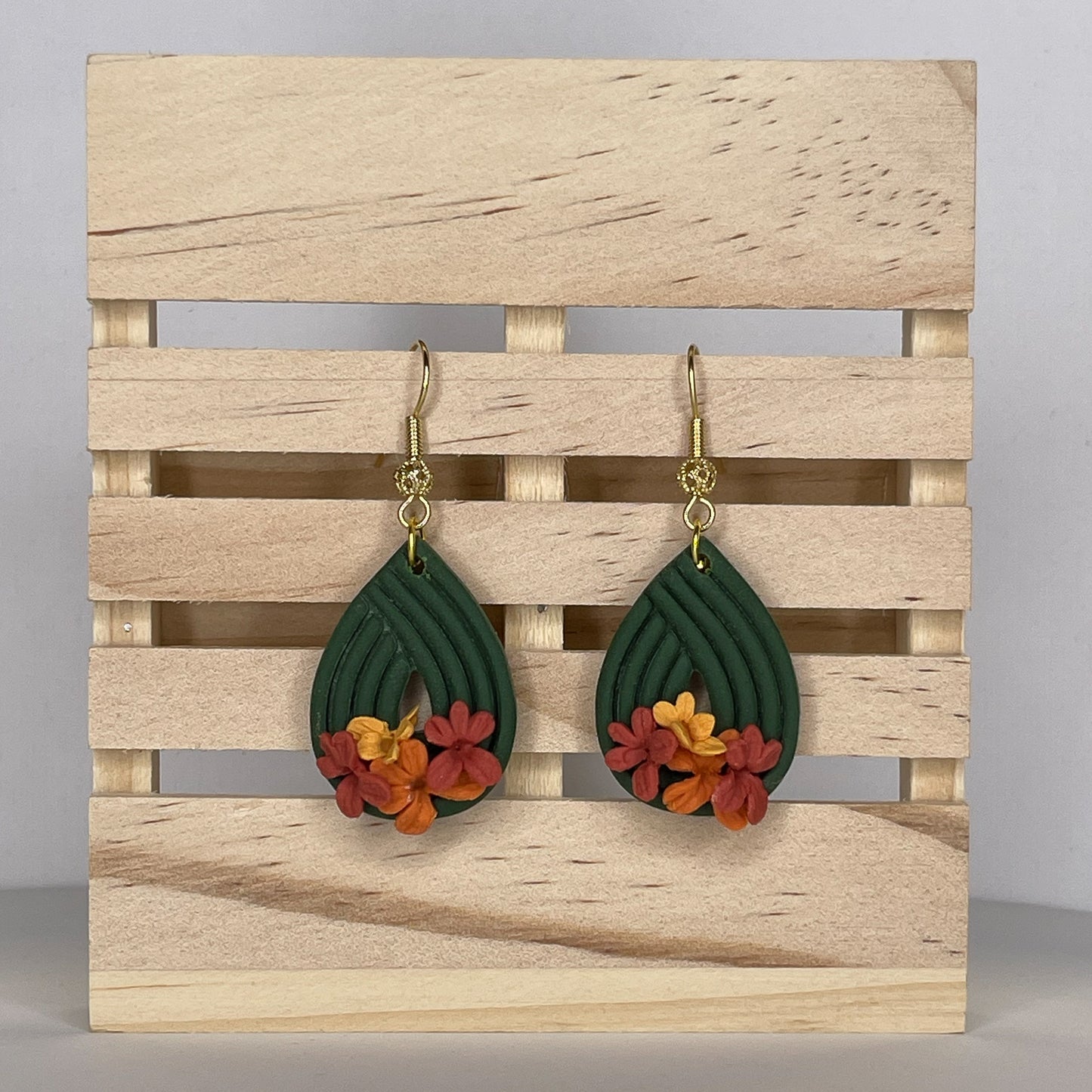 Fall Foliage Deco Teardrop Earrings