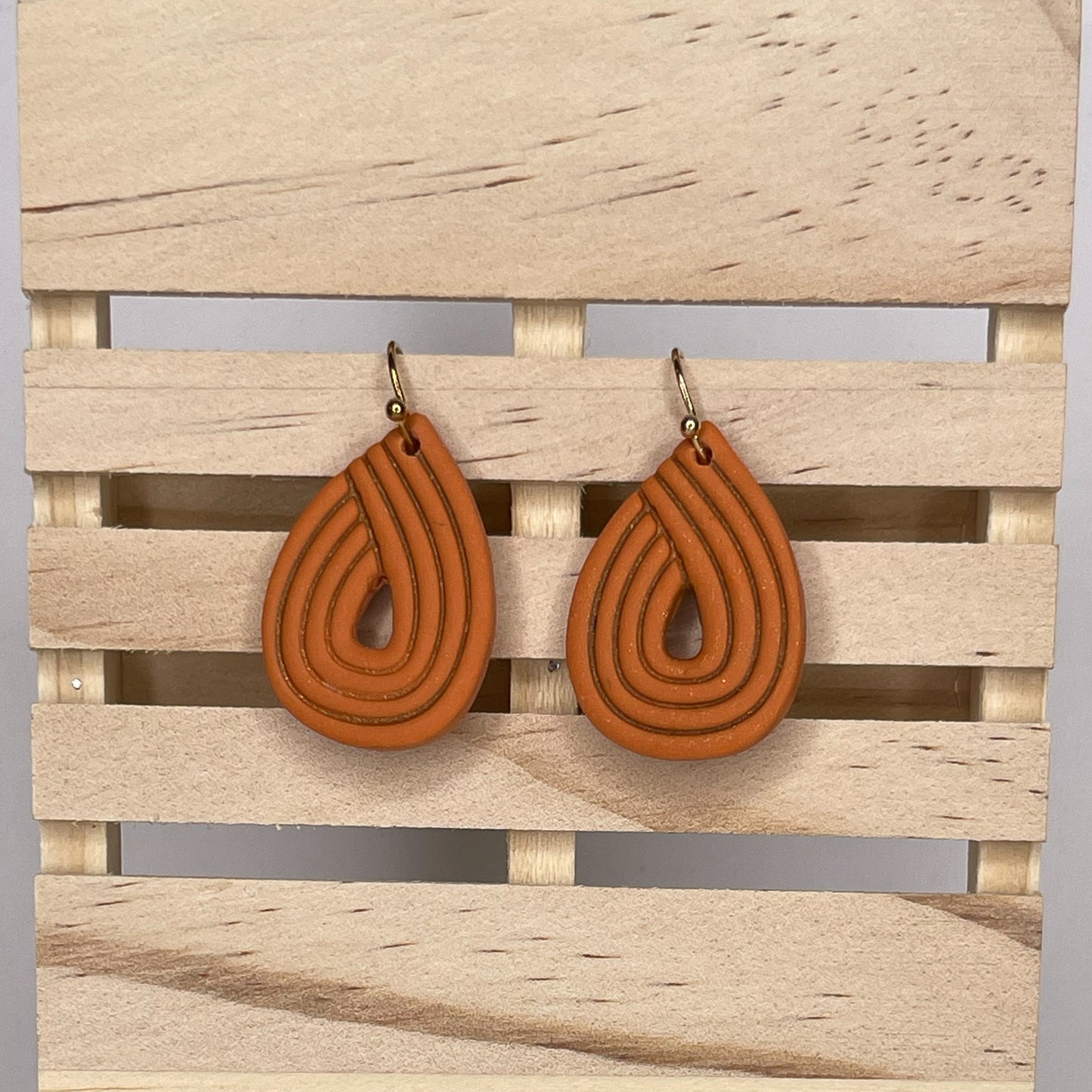 Dark Marigold Deco Teardrop Earrings