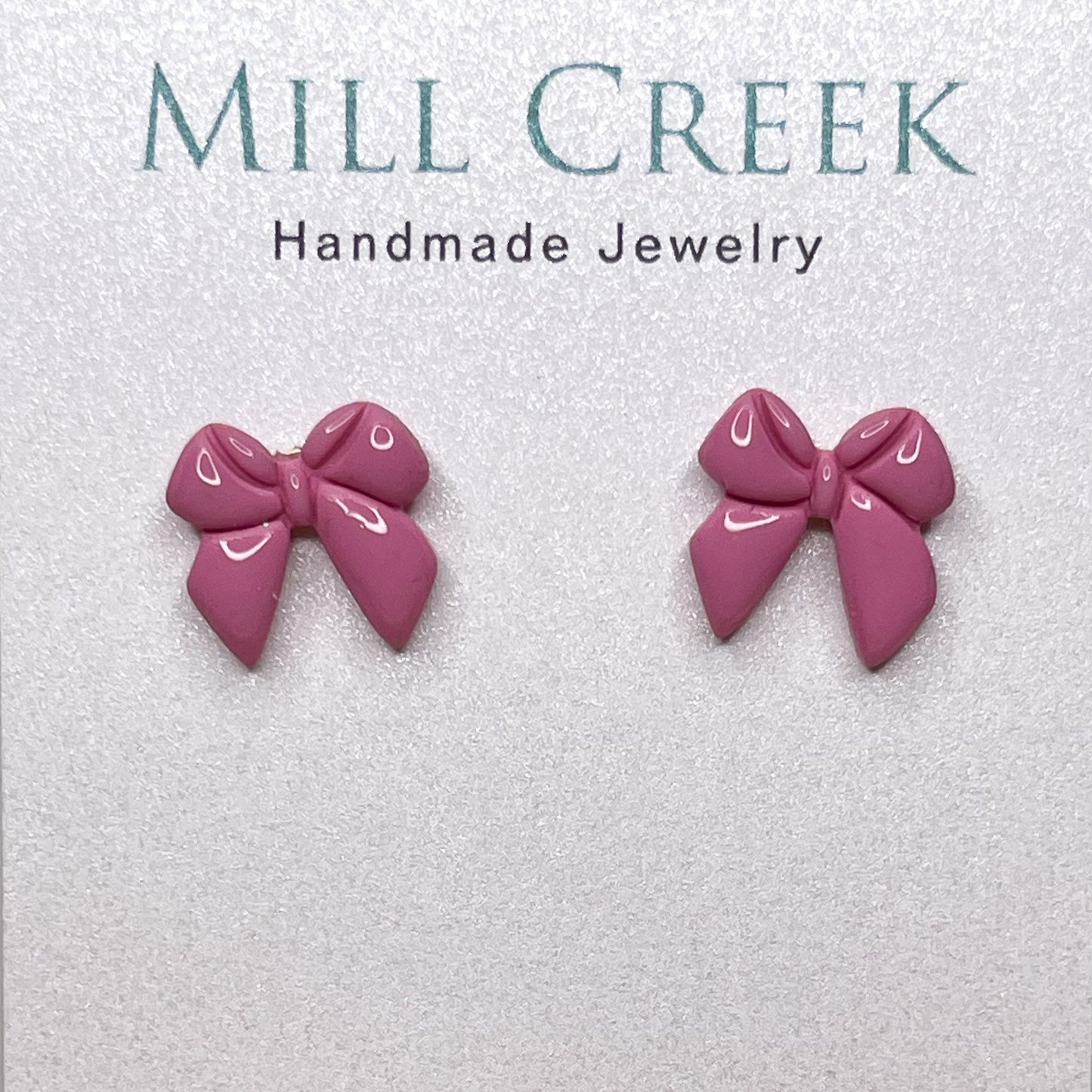 Pink Petal Bow Stud Earrings