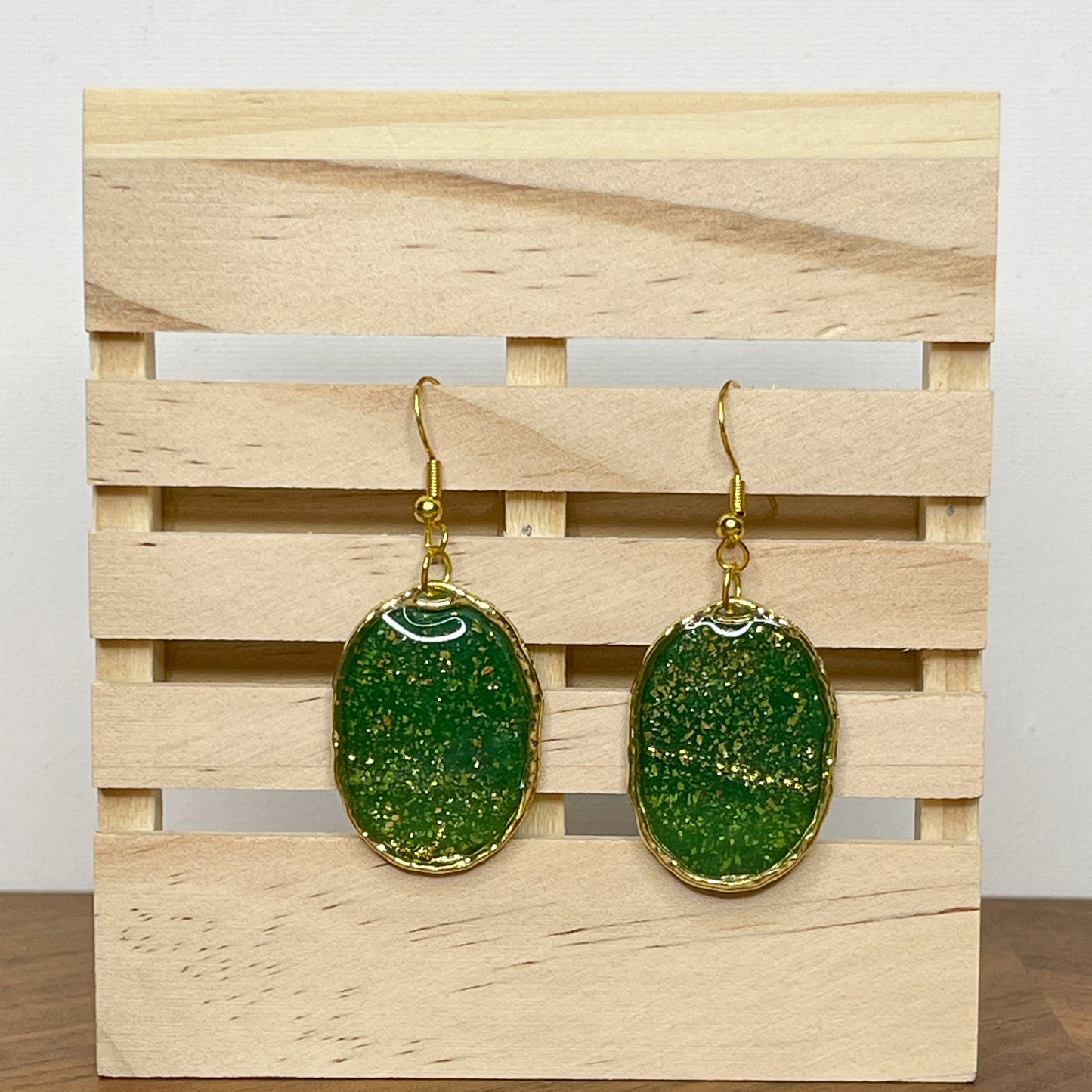 Gilded Greens Oval Dangle Earrings