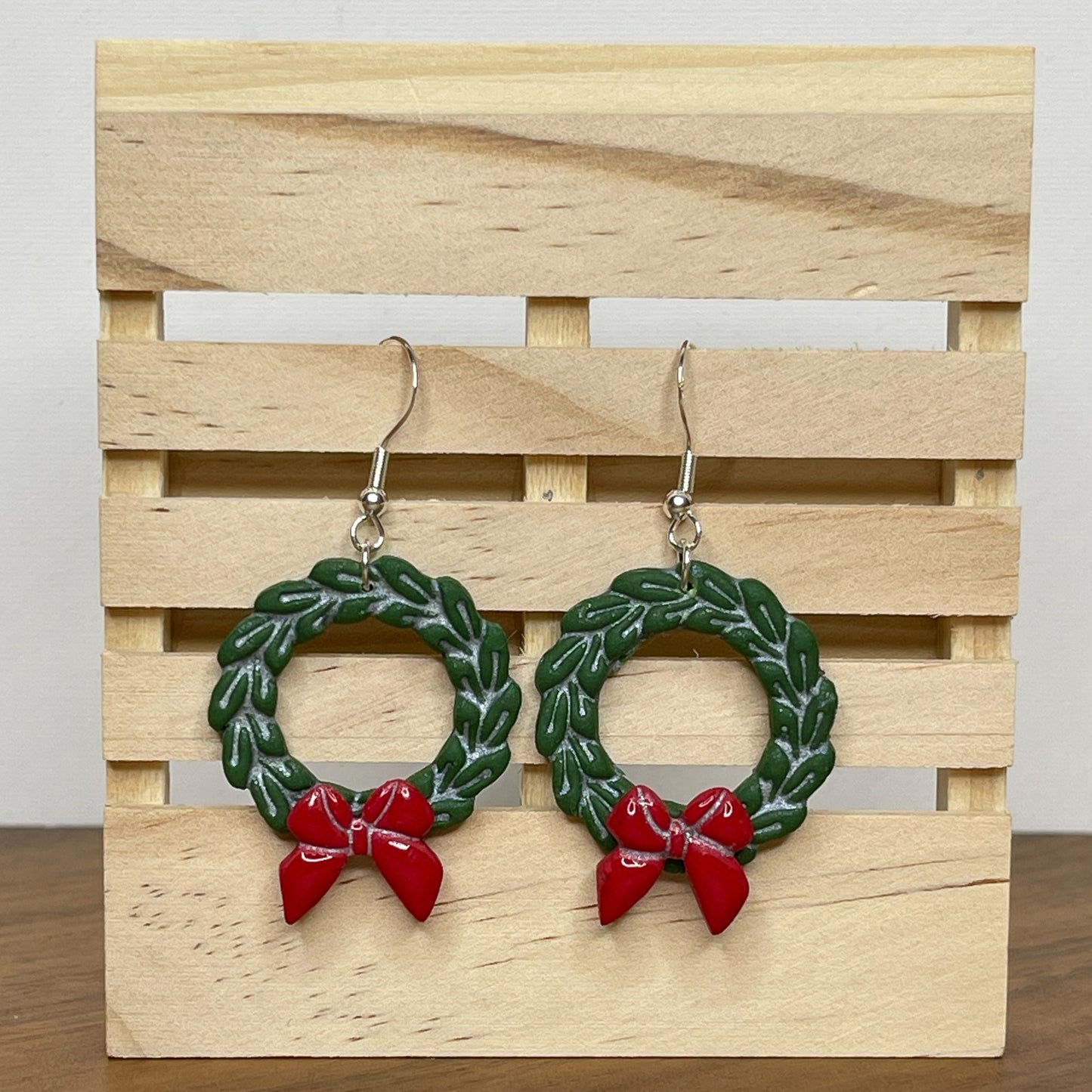 Festive Frost Dangle Wreath Earrings