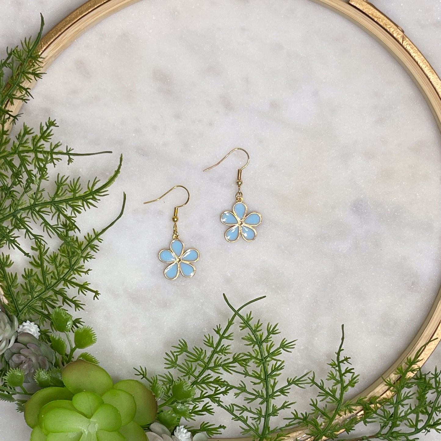 Sky Blue Flower Power Drop Earrings