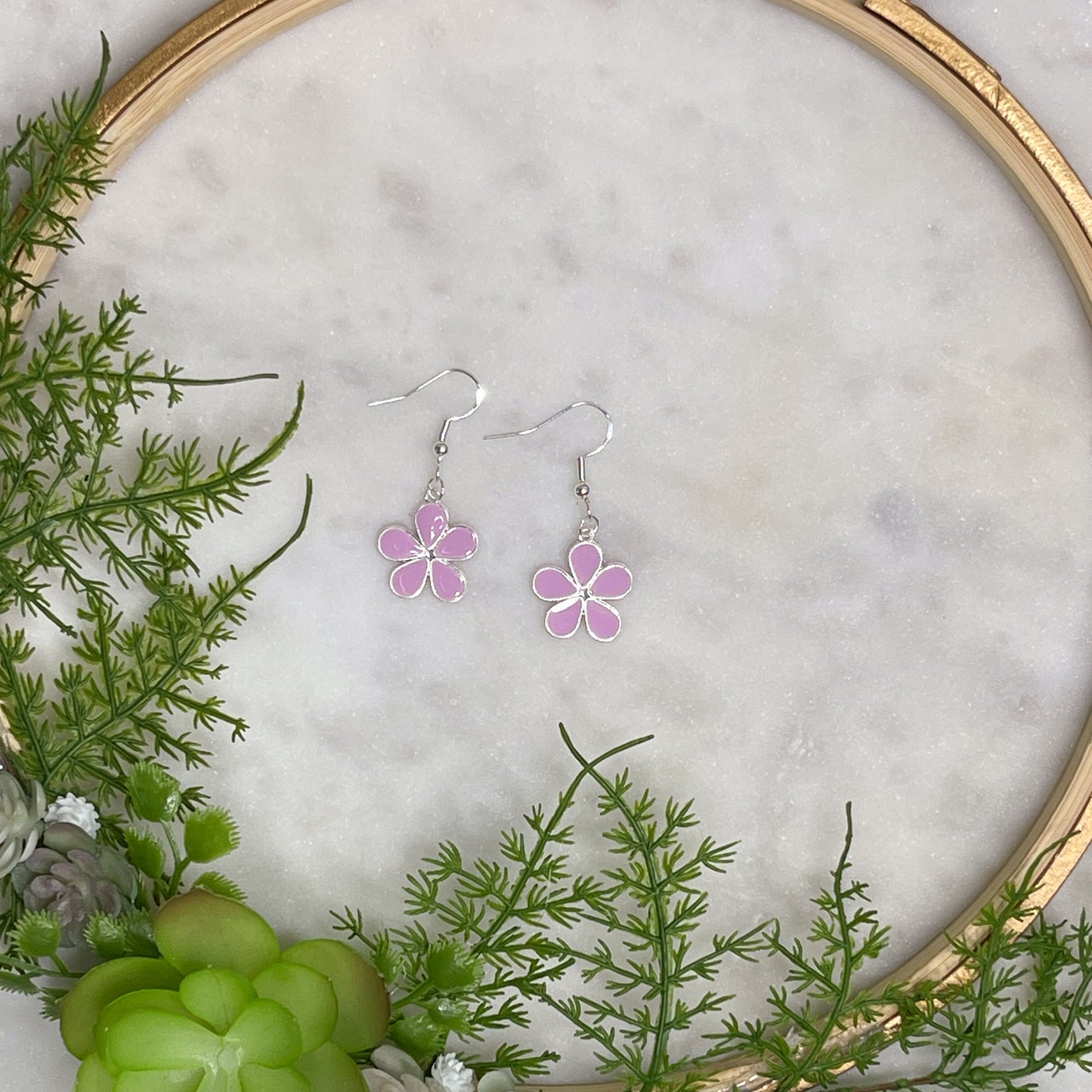 Light Orchid Flower Power Drop Earrings