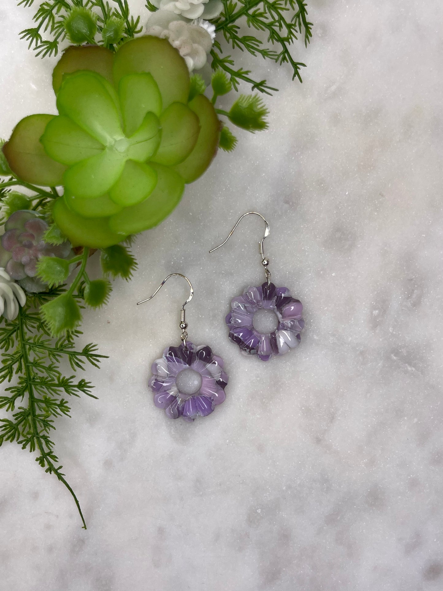 Lavender Blossom Drop Earrings