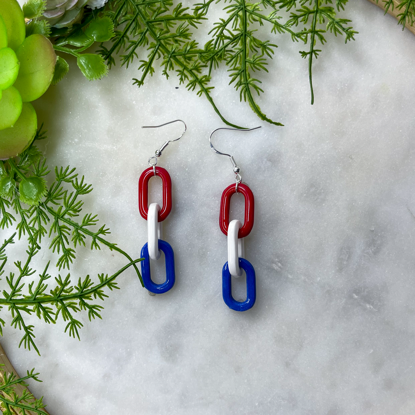 Patriotic Chain Link Earrings