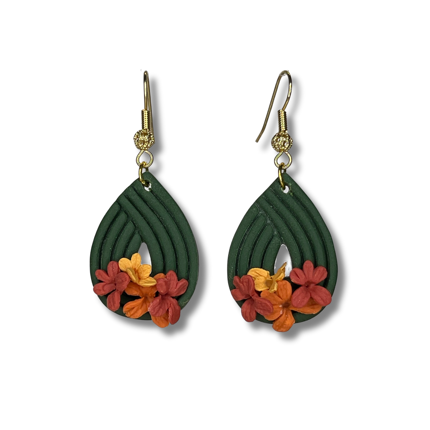 Fall Foliage Deco Teardrop Earrings