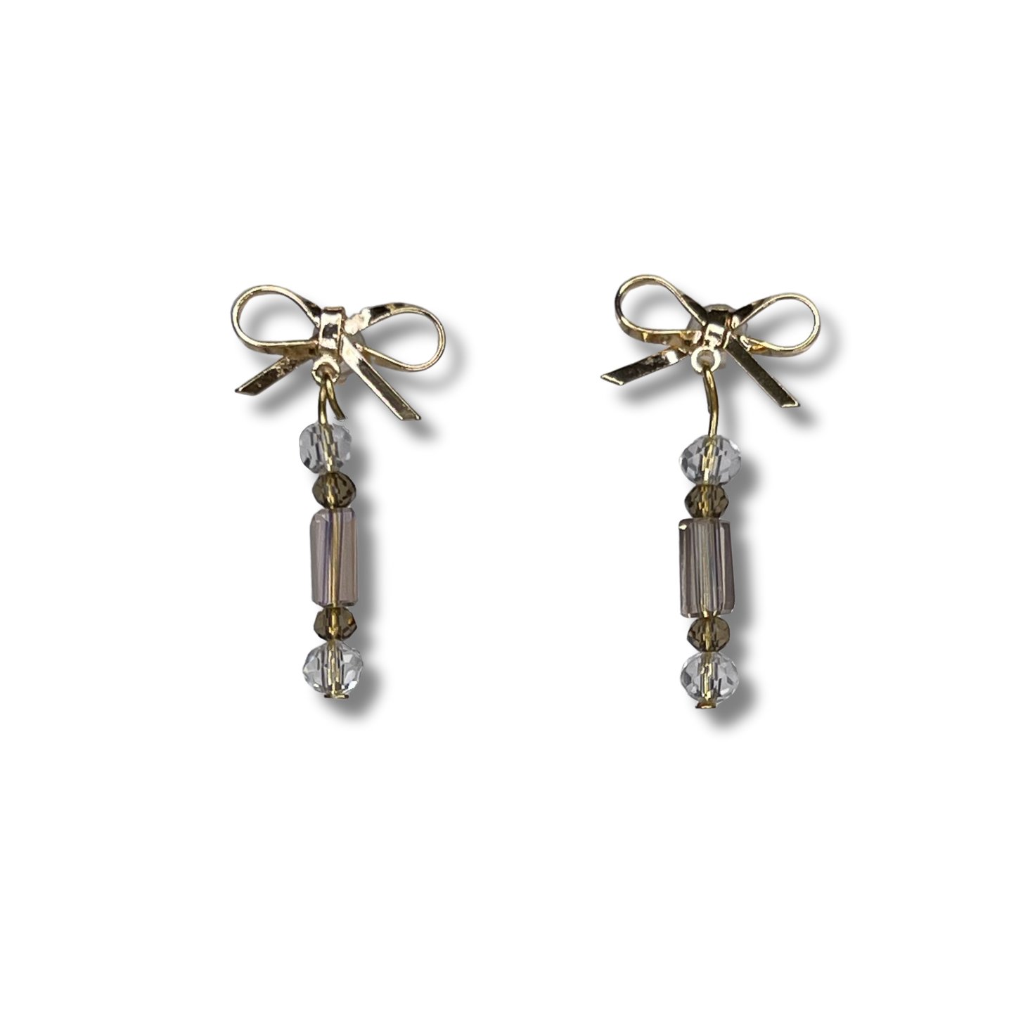 Dainty Bow Crystal Dangle Earrings