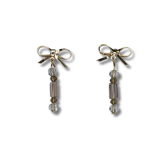 Dainty Bow Crystal Dangle Earrings