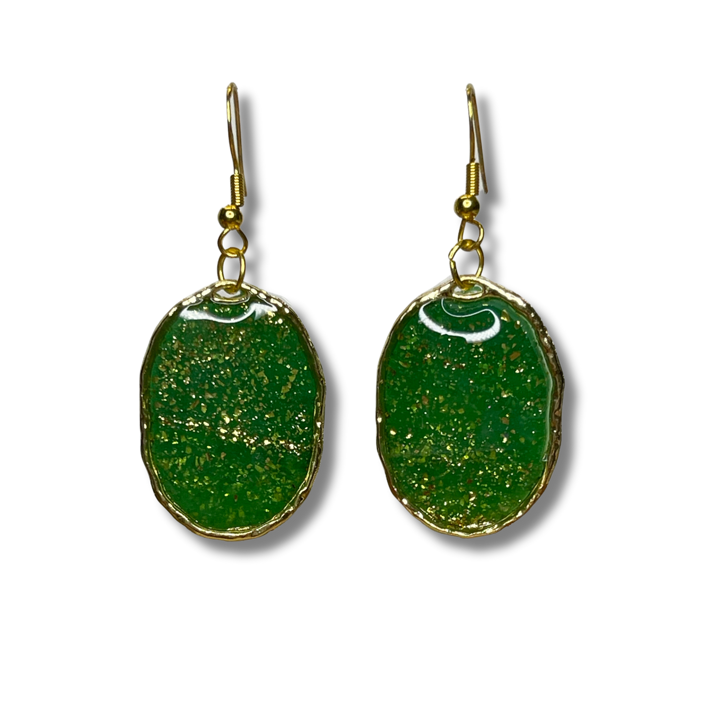 Gilded Greens Oval Dangle Earrings