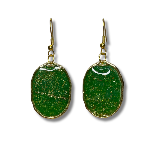 Gilded Greens Oval Dangle Earrings