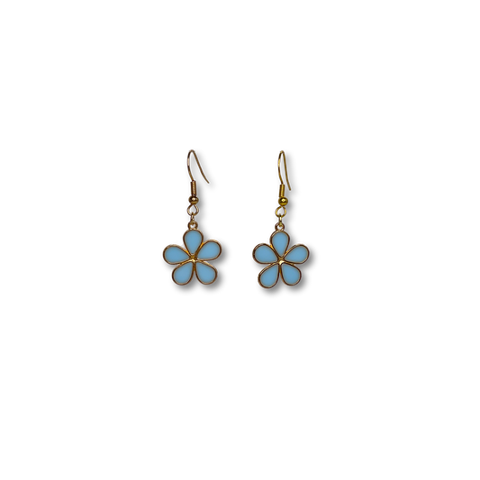 Sky Blue Flower Power Drop Earrings