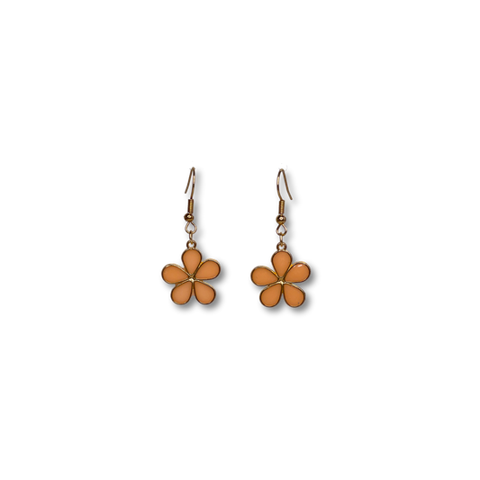 Peach Flower Power Drop Earrings