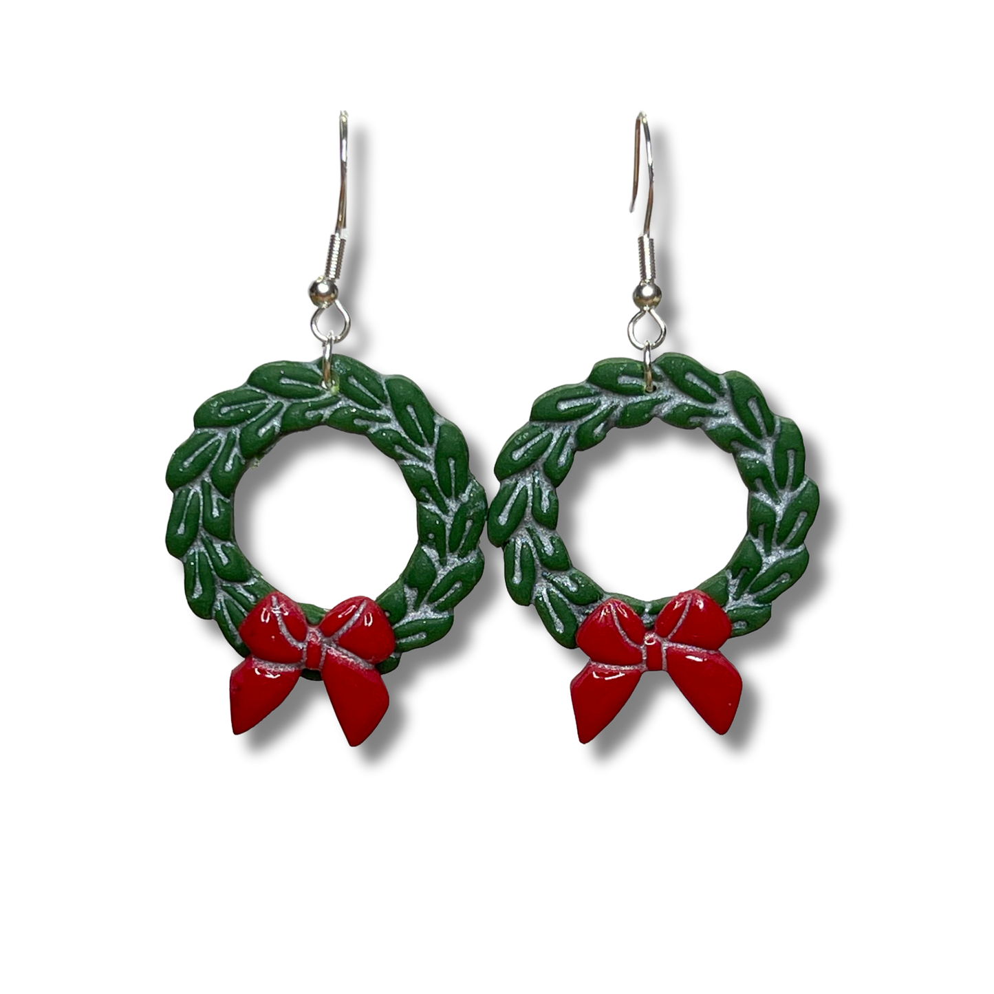 Festive Frost Dangle Wreath Earrings