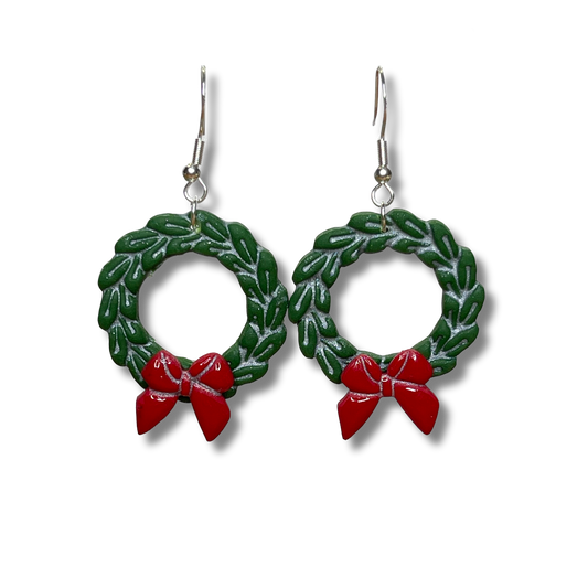 Festive Frost Dangle Wreath Earrings