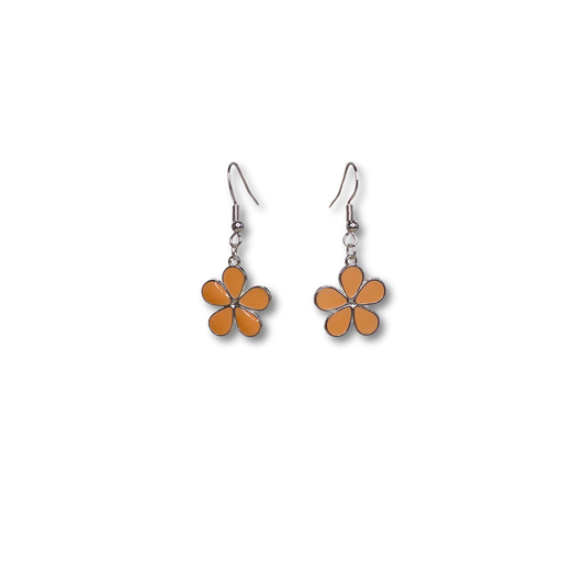 Peach Flower Power Drop Earrings