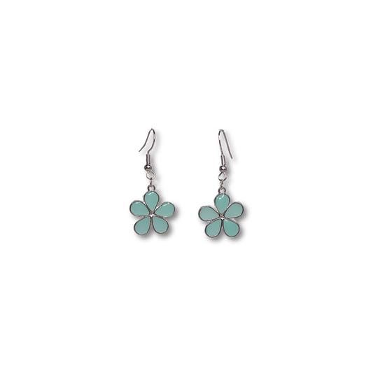 Mint Flower Power Drop Earrings