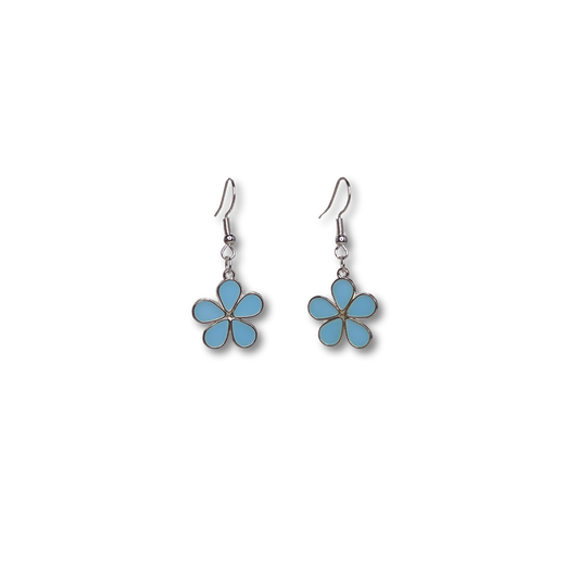 Sky Blue Flower Power Drop Earrings