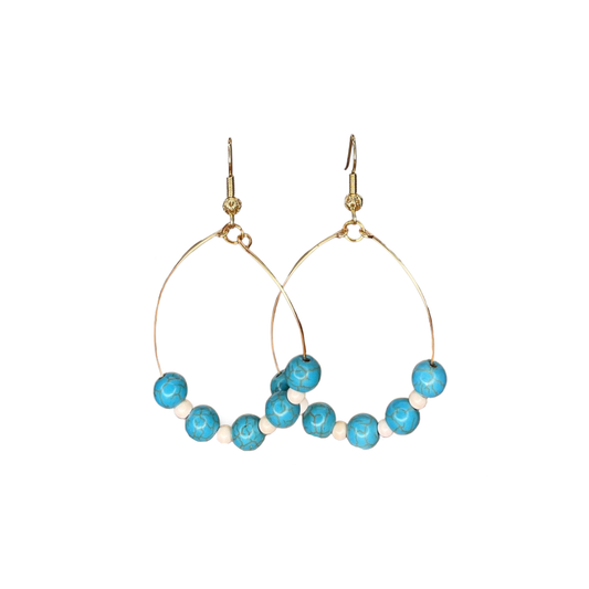 Turquoise & Sand Hoop Earrings