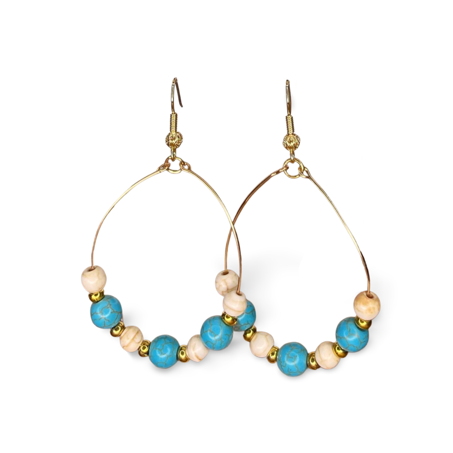 Turquoise Seas & Sand Hoop Earrings